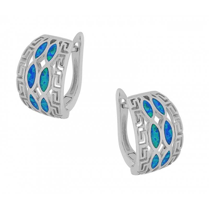 Hellas Opal øreringe Med Blå Opal Sten 925 Sterling Sølv Rhodium Belægning