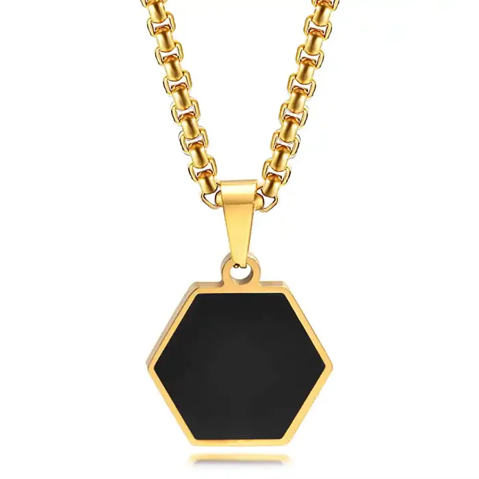 Hexa Gold Black   Herrehalskæde   Rustfrit Stål