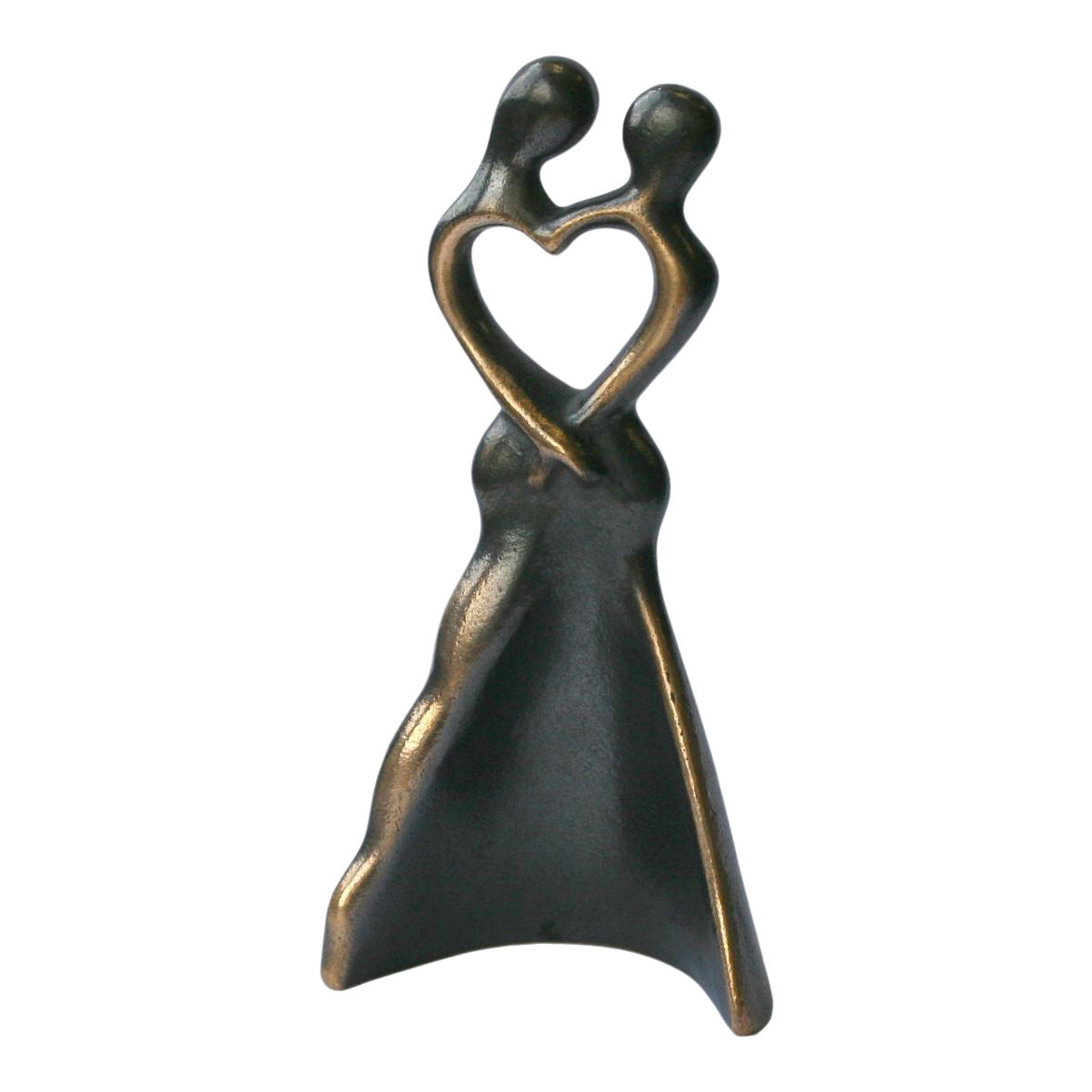Hjerte Skulptur Med Par   ægte Bronze  Højde 14 Cm  Fantastisk Bryllupsgave Og Når Kærlighed Skal Fejres