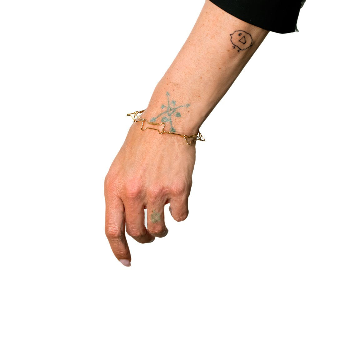 Hunde Kødbens Armbånd  Funnybone 18 Karat Forgyldning