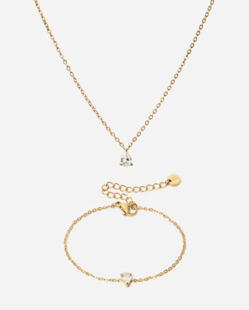 Ice Drop Zirkon Armbånd   Ice Drop Zirkon Halskæde 18k Guldbelagt