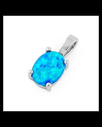 Ikaria Opal Smykke Vedhæng Med Blå Opal Sten  925 Sterling Sølv   Rhodium Belægning