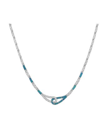 Iris Opal Halskæde Med Blå Opal Sten  925 Sterling Sølv   Rhodium Belægning