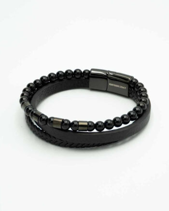 Iron Læder Og Perler Armbånd   19 Cm Herre Northern Legacy