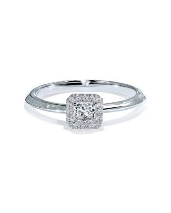 Oxford Silver Halo Square Solitaire Ring