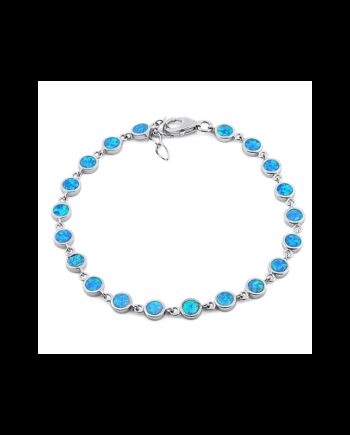 Kefalonia Opal Armbånd Med 925 Sterling Sølv  Blå Opal Sten Og Rhodium Belægning