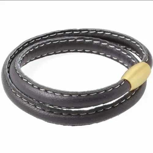Kv Læderarmbånd   Kalveskind  Gold