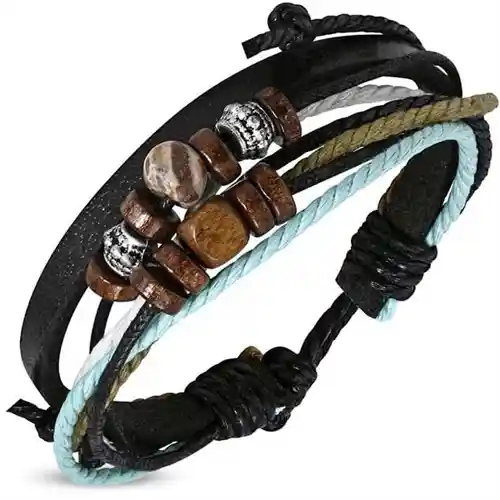 Læderarmbånd   Green Cord