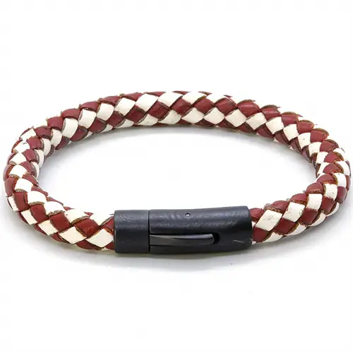 Læderarmbånd  Red White