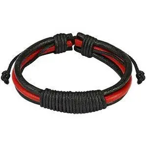 Læderarmbånd Sort Rød  Wind