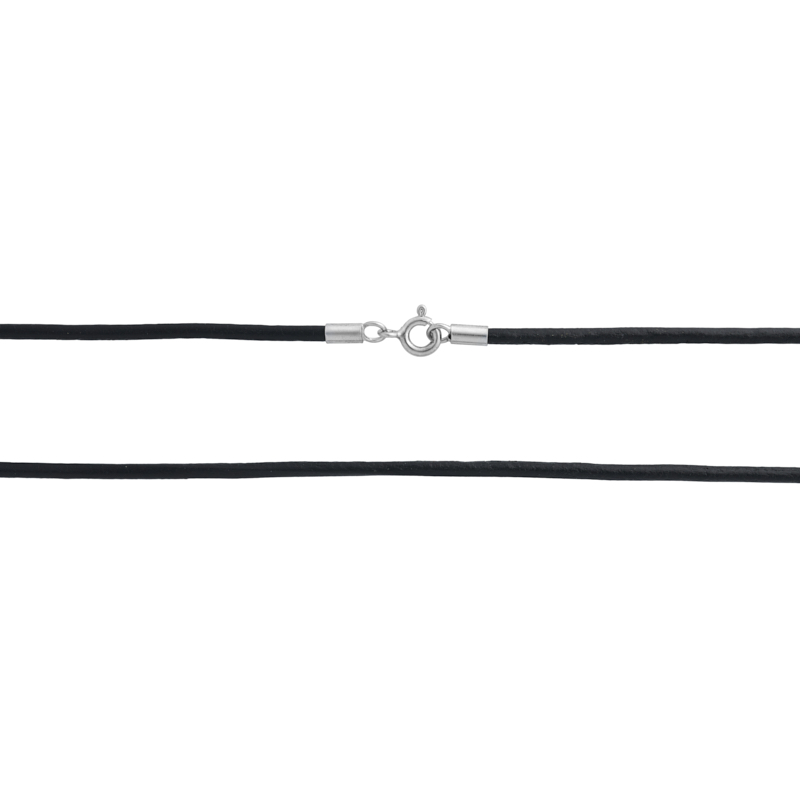 Læderkæde     Mm Sølvlås 40 Cm