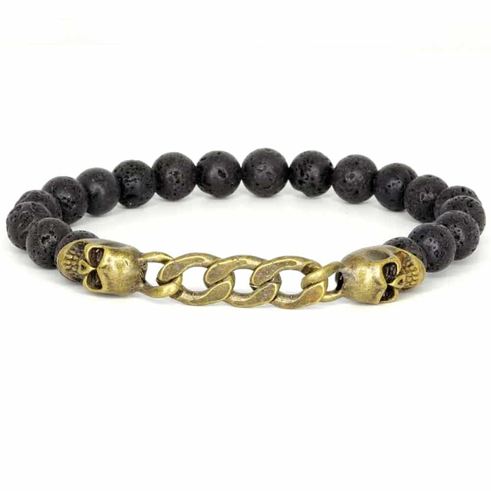 Lava Perlearmbånd Med Skull Bronze