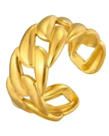 Leaf Chain Ring   Forgyldt Bladring Til Kvinder