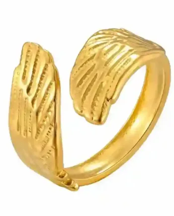 Leaf Ring   Forgyldt Justerbar Bladring   ædelstål
