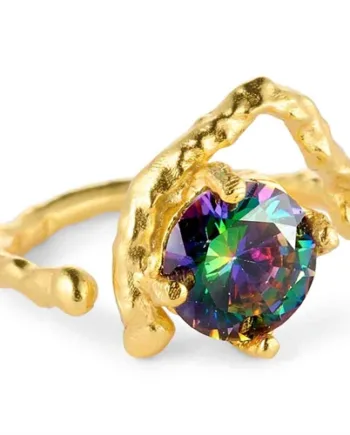 Leda Ii Ring Med Cz Sterling Gold
