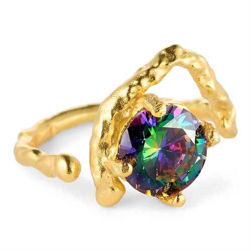 Leda Ii Ring Med Cz Sterling Gold