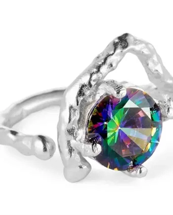 Leda Ii Ring Med Grøn Cz Sterling Sølv