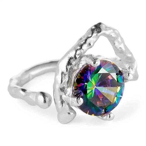 Leda Ii Ring Med Grøn Cz Sterling Sølv