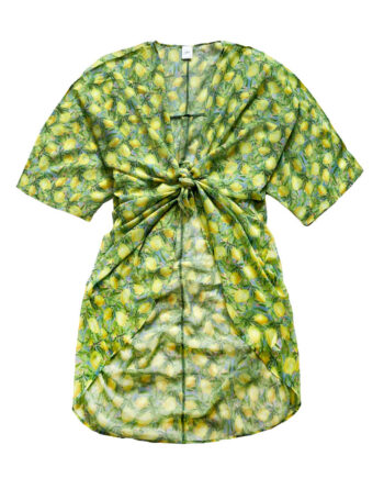 Lemon Tryk Kimono  Breeze Med Lime   Lemon Print  One Size