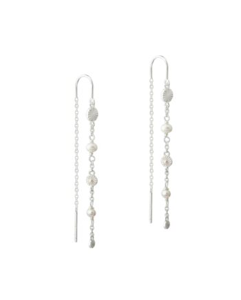 Line Earring Pearl   Silver