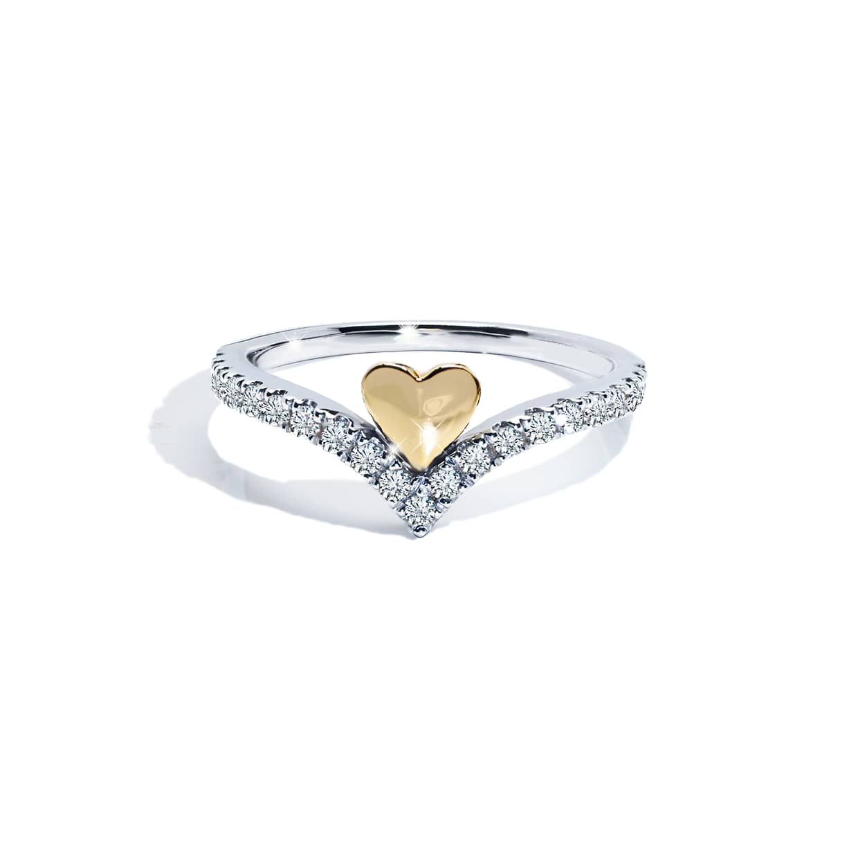 Loving Heart Ring Med Forgyldt Hjerte