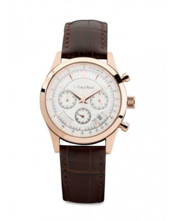 Luigi Ricci Eleganza X11 Chronograph Armbånds Ur Til Kvinder   Damer Med Rosa Guld Og Læder Rem