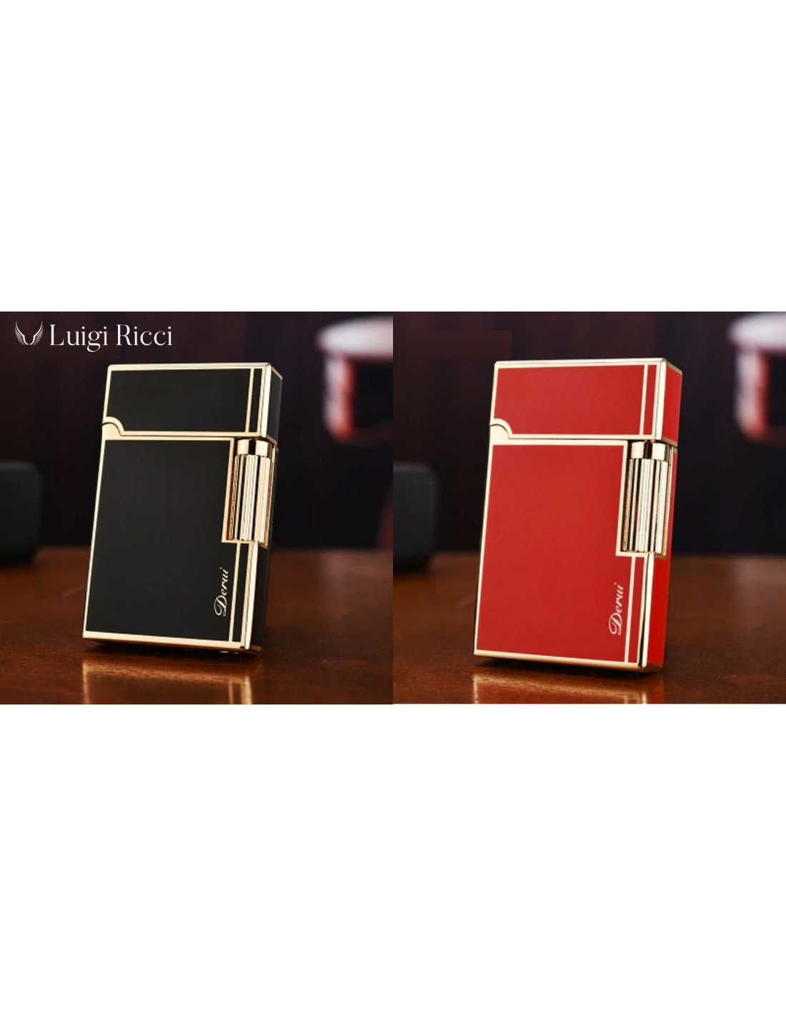 Luigi Ricci Flint Kvalitets Lighter Collector Edition Af Derui Sort Og Rød Farve