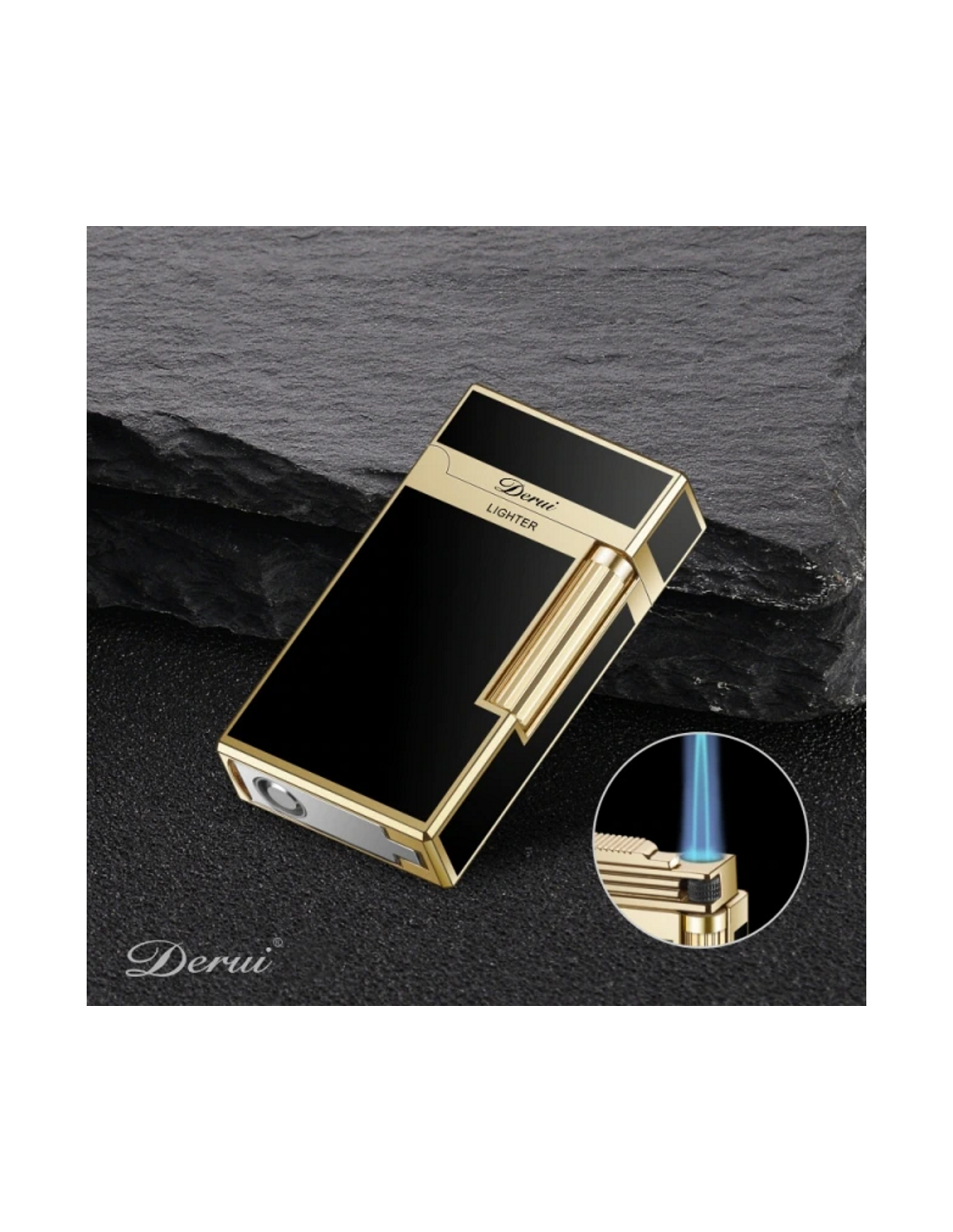 Luigi Ricci  Quot Havana Quot  Jet Lighter Af Derui   Sort Guld Cigar-og Cigaret Kvalitets Lighter Og Stormlighter Med Cigar Punch