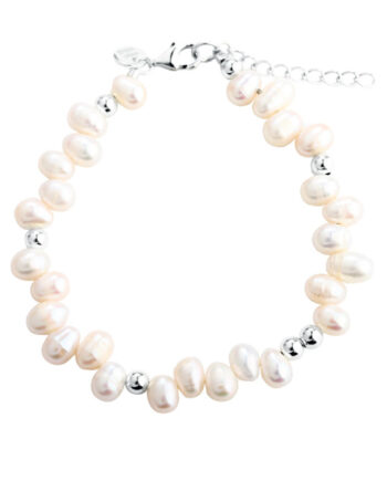 Lunella Pearl Bracelet   Silver