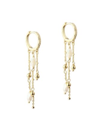 Lunella Pearl Hoop   Golden