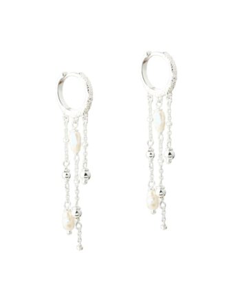 Lunella Pearl Hoop   Silver