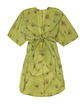Lys Camo Grøn Kimono  Breeze Med øje Mønster   Farver One Size