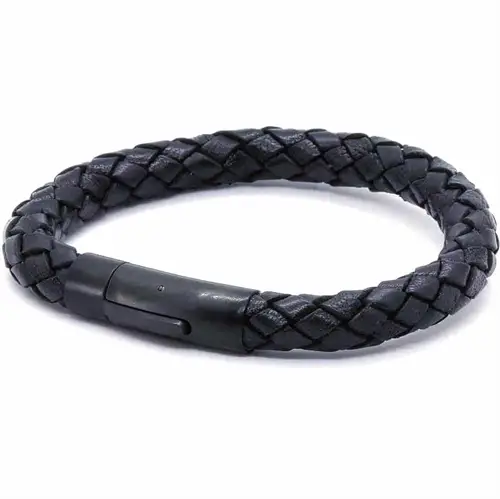 Mænd Chart Læderarmbånd Sort Sort