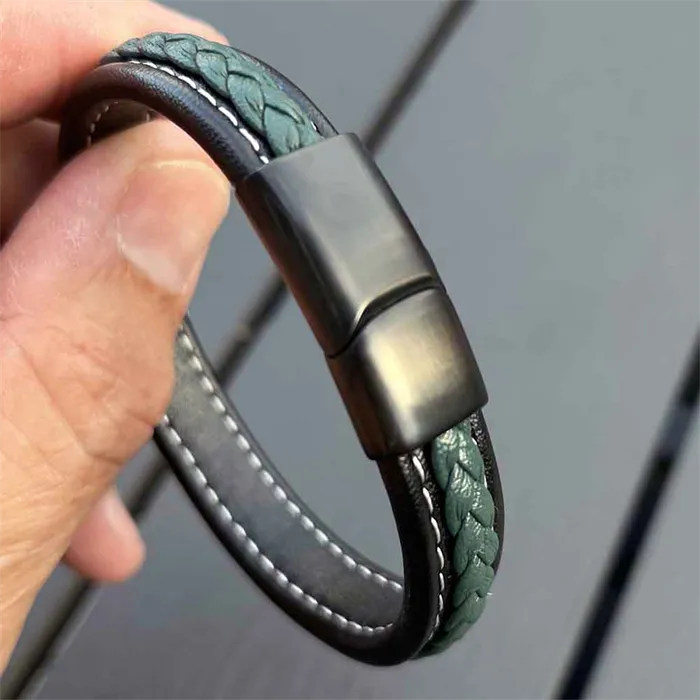 Major Green   Læderarmbånd Med Sort Lås