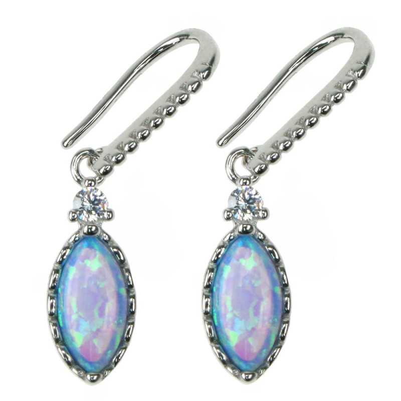 Marquise Opal øreringe Med Blå Opal Sten  925 Sterling Sølv Og Rhodium Belægning
