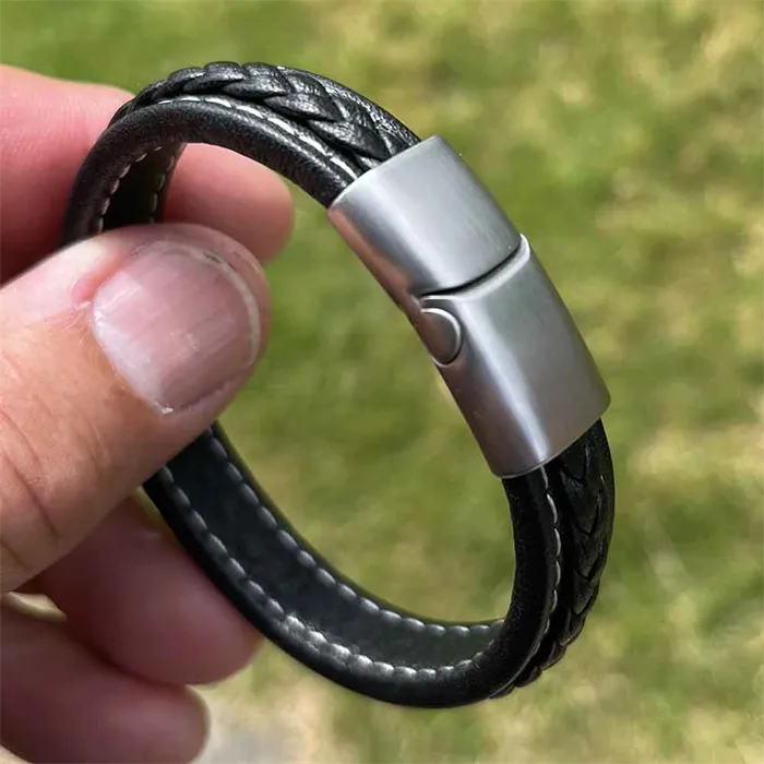 Mat Steel Major Læderarmbånd Flet