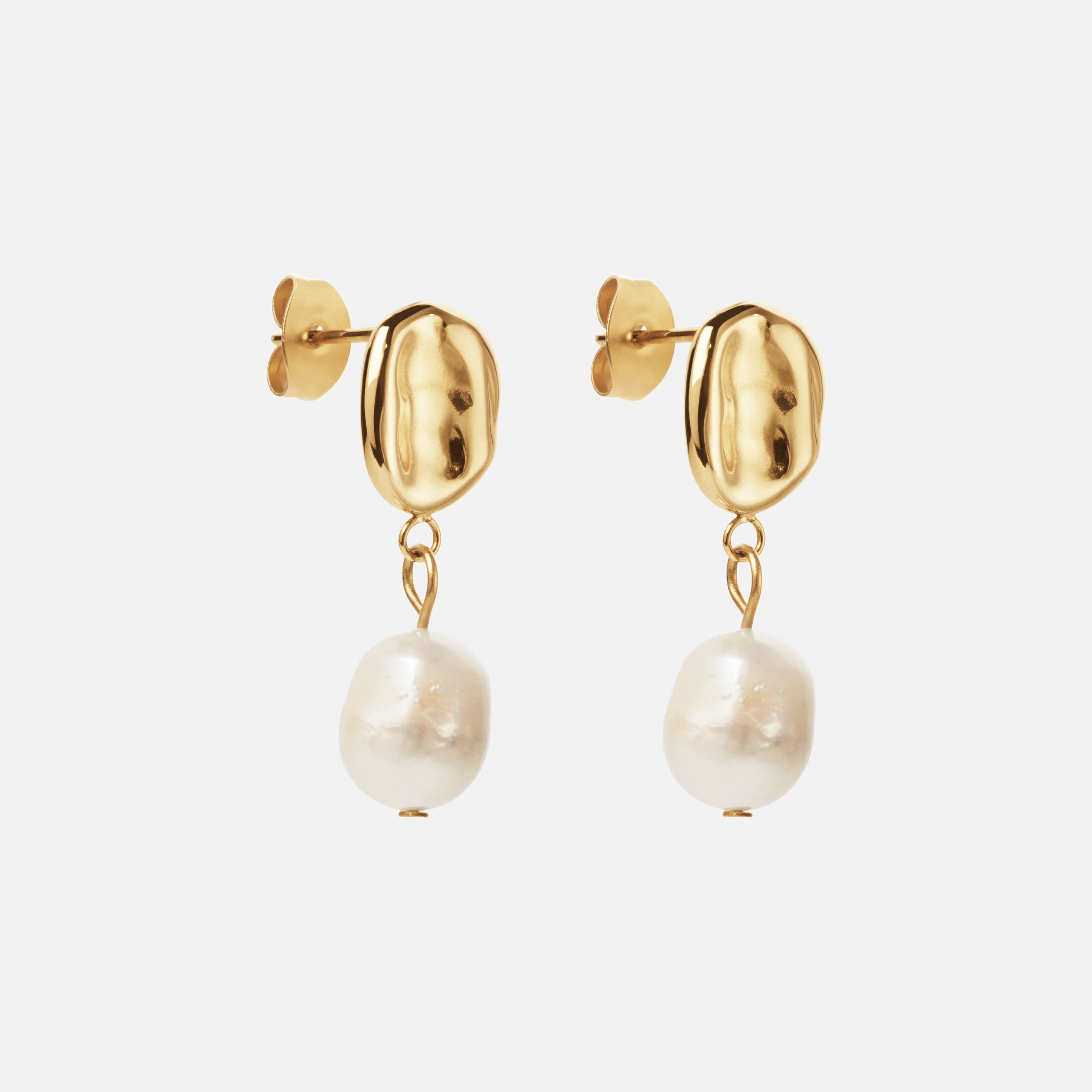 Melted Drop Perleøreringe 18k Guldbelagt