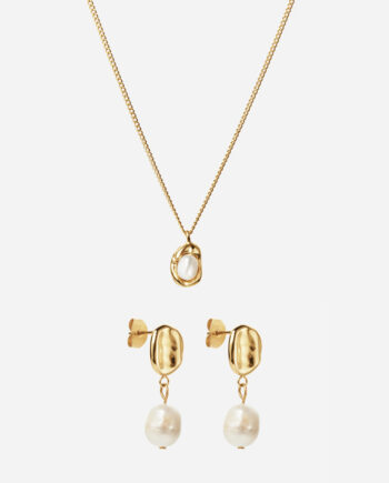 Melted Perlehalskæde   Melted Drop Perleøreringe 18k Guldelagt