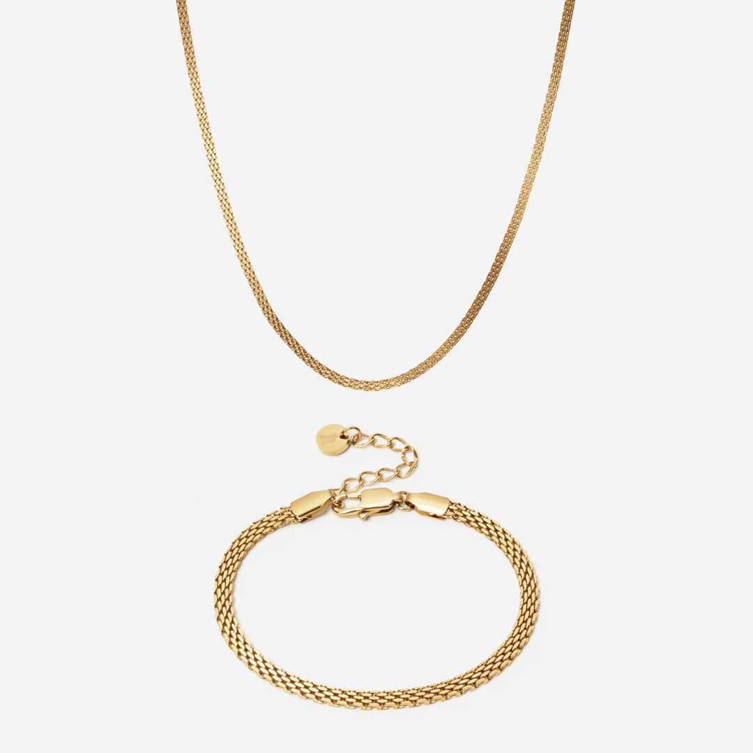 Mesh Halskæde   Armbånd 18k Guldbelagt 3mm