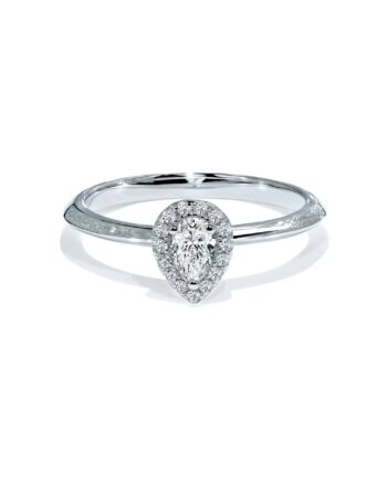 Oxford Silver Halo Pear Solitaire Ring