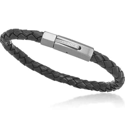 6mm Læderarmbånd   Boloflet  Sort