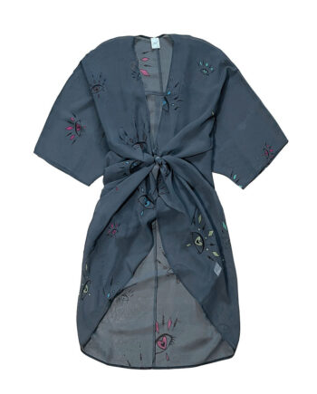 Mørkegrå Kimono  Breeze Med   øje Mønster   Farver One Size