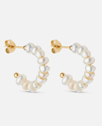 Moonlit Hoops Perleøreringe 18k Guldbelagt