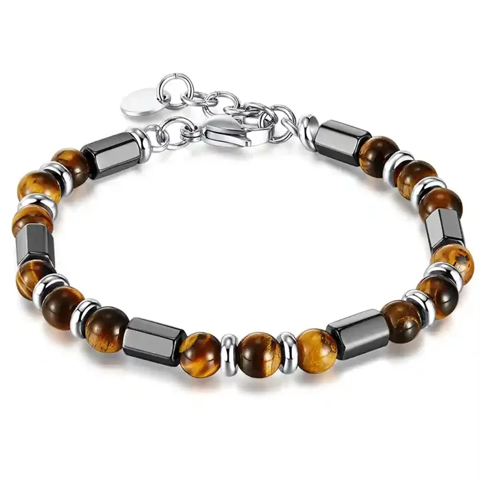 Muriz Perlearmbånd Med Hematit Og Tiger Eye