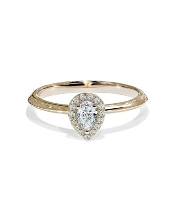 Oxford Pear Cut Halo Ring   Guld