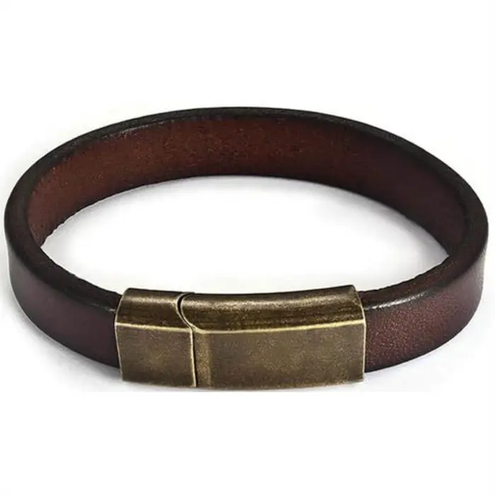Netri Læderarmbånd Med Bronze Magnetlås