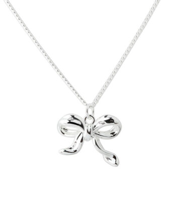 New Curve Bow   Necklace Silver