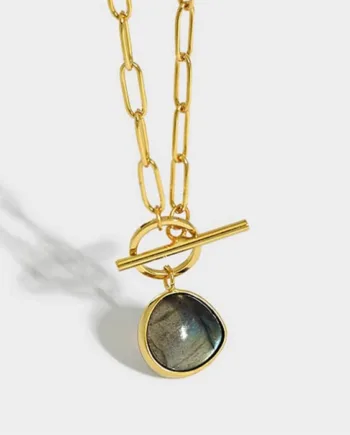 Opal Forgyldt Sølvhalskæde Sterling 42cm