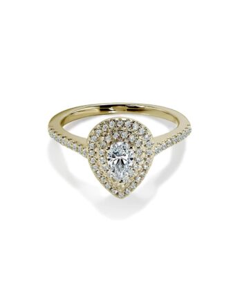 Oxford Dobbelt Halo Pear Forgyldt Ring