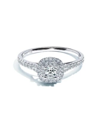 Oxford Dobbelt Halo Radiant Ring   Sølv